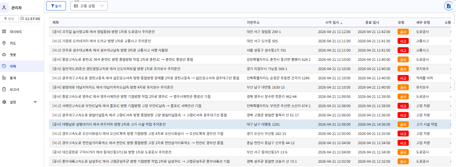 교통 이력